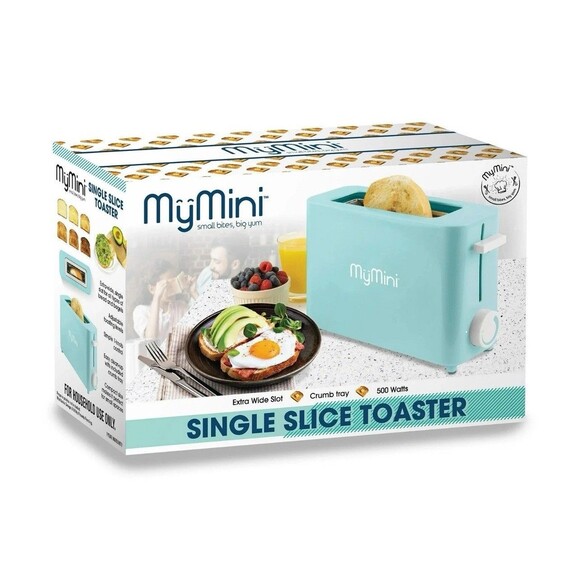 Nostalgia My Mini Wide Slot Single Slice Compact Toaster Dorm RV Hotel AQUA NIB - Picture 7 of 12